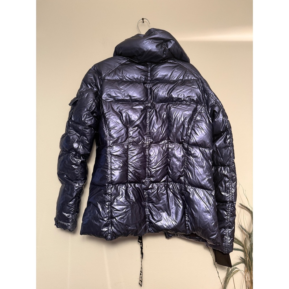 SAM. New York Women Metallic‎ Navy Blue Goose Down Puffer Jacket Size M - Picture 3 of 9